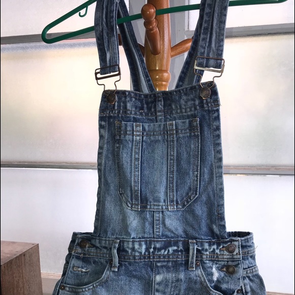 hali distressed overall shorts